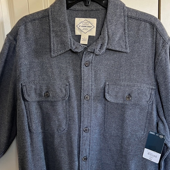 St. John's Bay Gray Casual Button Down Shirt - Picture 3 of 5